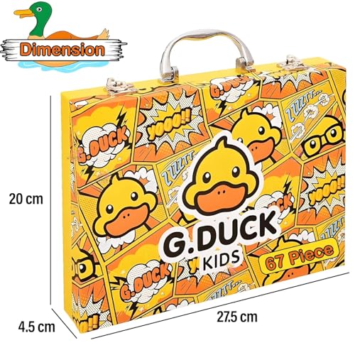 Image of WISHKEY 67 Pieces Art Set for Kids with Duck Theme Case, Art and Craft Supplies Kit for Drawing and Painting with Sketch Pen, Paint Colors, Brush, Color Pencils, Crayons (Pack of 1, Yellow)