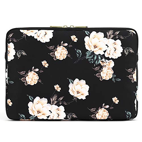 Kayond 14 Inch Laptop Sleeve, Compatible With Macbook Pro 15.4（2017-2020） And 14 Inch Notebook Computer, Water Repellent Laptop Bag,Shockproof Case (14-14.1 Inch, Black Peony) #TOP2