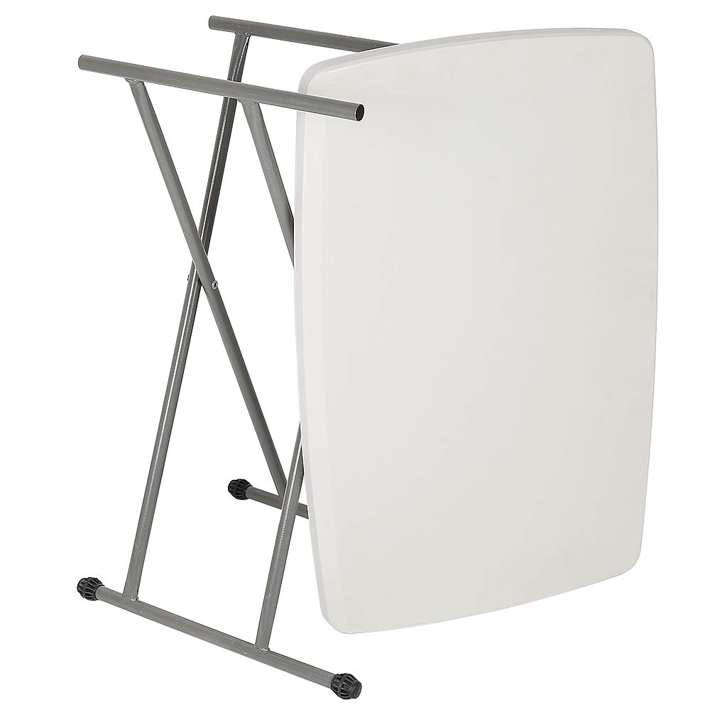 Tavolo pieghevole da campeggio 76 cm, compatto e regolabile, bianco, materiale: HDPE, superficie: 76 x 50 cm per giardino, terrazza e balcone