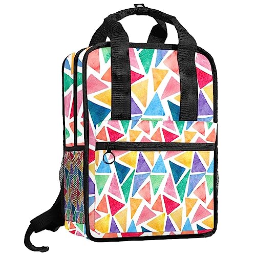 Cartable pour filles et garçons anti-fatigue à motif triangles et bretelles ajustables