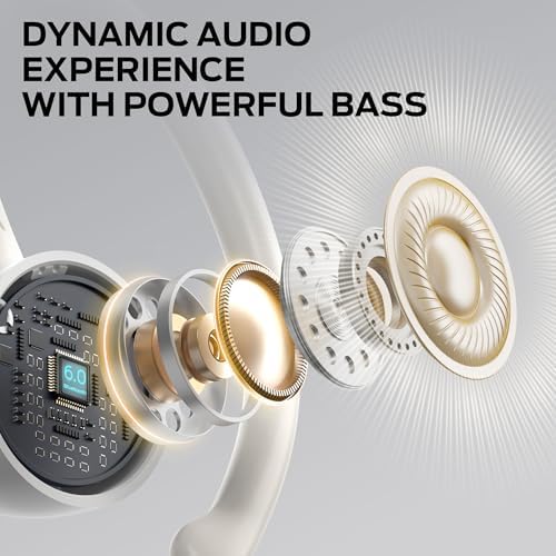 Monster N-Lite 216 Wireless Earbuds, Sports Ear Buds with Earhooks, ENC Noise Cancelling Mic,IPX6 Waterproof. Bluetooth 6.0 Headphones Stereo Bass Ear Buds 48H Playtime with LED Display White - 3