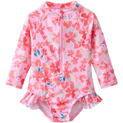 Image of Baby Girls' One Piece Swimsuit Long Sleeve Rash Guard Swimwear