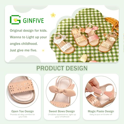 Image of GINFIVE Toddler Girls Sandals Little Girls Kids Summer Shoes Toddler Sandals