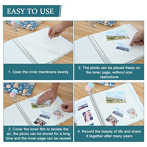 AHANDMAKER 10 Sheets Self Adhesive Refill Pages, 12.4x10.5 Photo Album Self-Stick Inner Page 2 Hole Scrapbook Expansion Page Refill Protectors for Archival Photo Album Wedding Birthday Gift, White