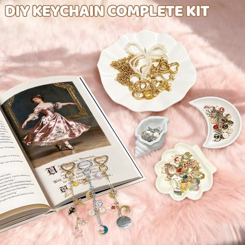 Image of Grnheat 700 Pcs Charms Lip Gloss Keychain Making Kit - DIY Craft with Charms - Key Chain Hooks, Jump Rings, Lobster Clasps, Chains & Tools, Bag Charm Kit - Keychains Make Supplies