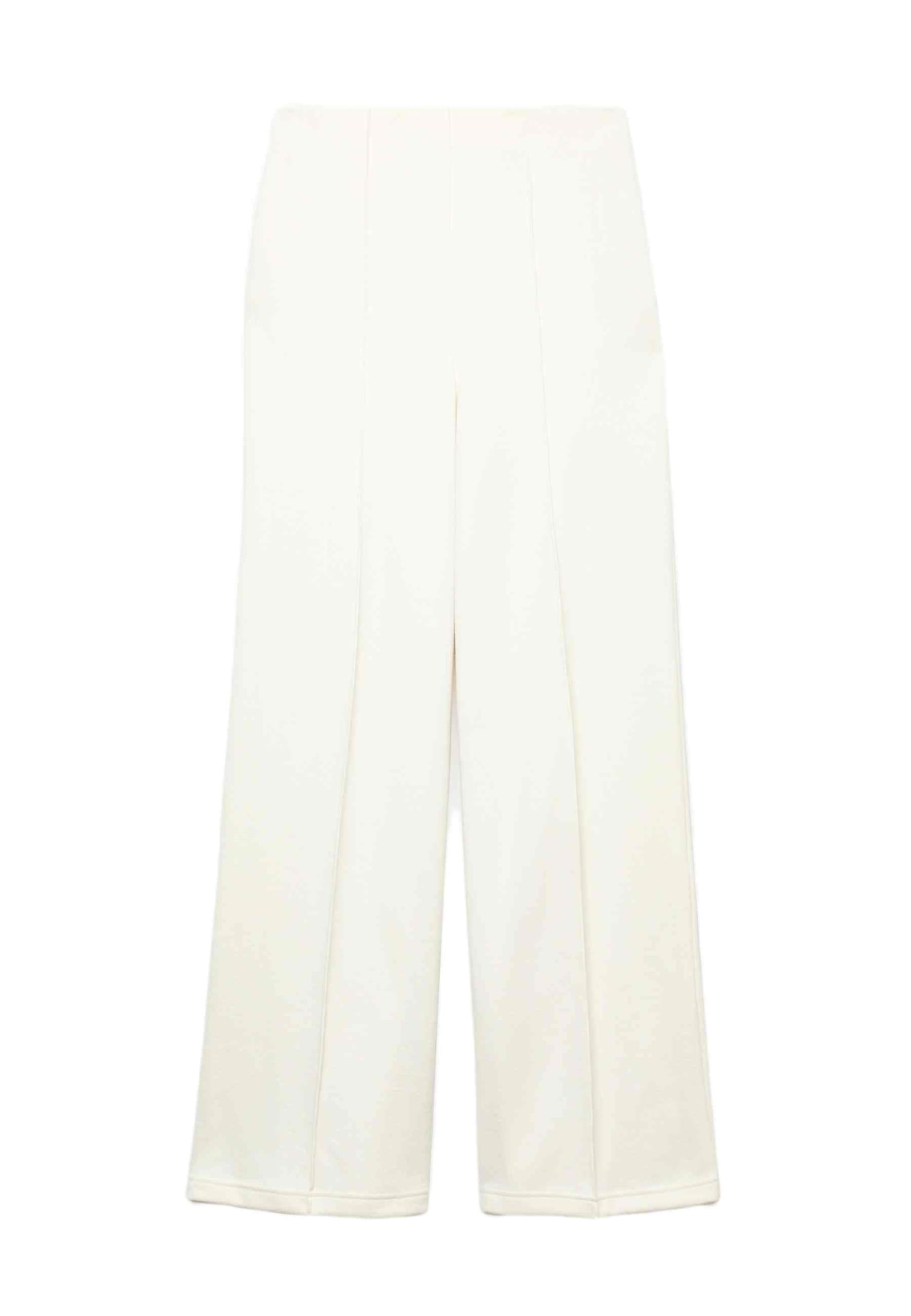 Marks & Spencer Pantaloni a Gamba Larga in Misto Cotone, in Maglia a Coste, con Piega Centrale