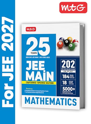 Image of MTG 25 Years (2026-2002) JEE MAIN PYQ Book | 202 Chapter-wise & Topic-wise Previous Years Solved Papers Mathematics For 2027 Exam | Based on New ... Analysis & Concept Repetition Tracker