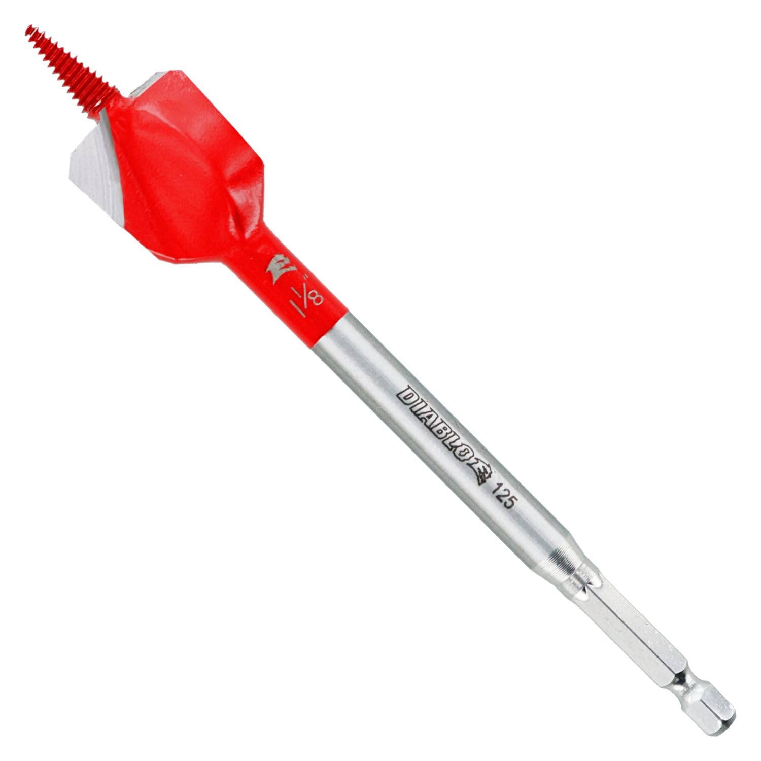 Diablo Demo Demon Spade Bit for Nail-Embedded Wood, Ultra-Durable and Long-Lasting - 1-1/8" Diameter, 1/4" Hex Shank, 6" Length - DSPD4060