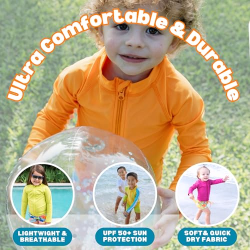 Image of SwimZip UPF 50+ Long Sleeve Rash Guard for Boys' and Girls' - Baby, Toddler, Kids