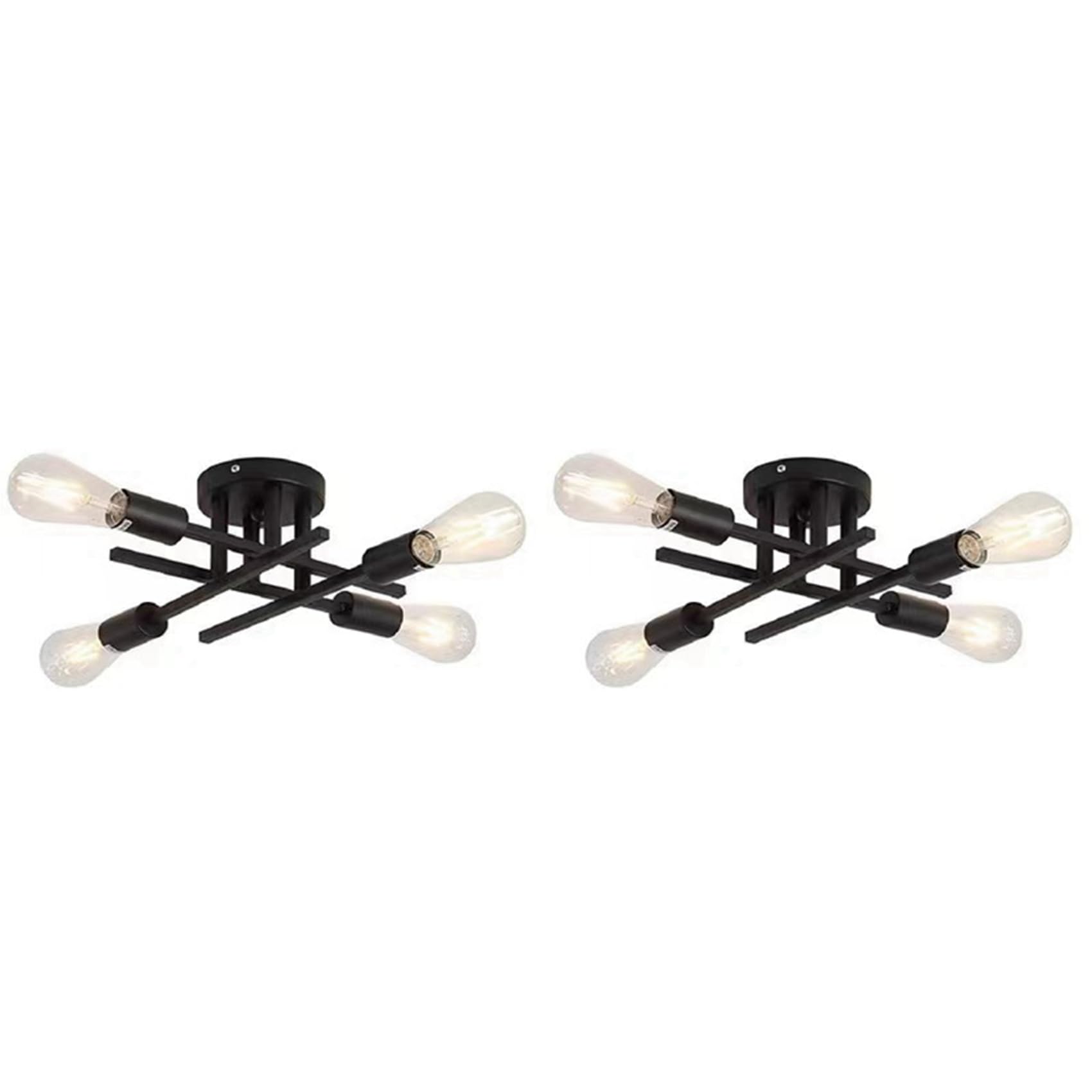Vjsujehgy 2X Industrial Style American Ceiling Lamp Corridor Aisle Chandelier Semi-Recessed Ceiling Lamp (Without Lamp)