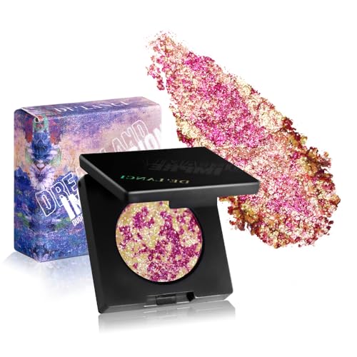 Afflano Paleta de Sombras de Ojos Rose Gold Duocromo - Efecto Camaleón Brillante, Pigmentos Intensos Cambiantes, Glitter Rosa/Dorado, Maquillaje Vegano, Diseño Compacto Portátil
