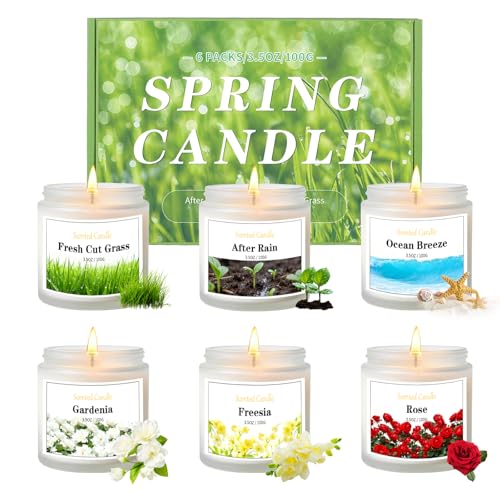 Aeraroma 6 Pack Spring Candles for Home Scented, Scented Candles for Women Men, 21oz Natural Soy Wax Candle, Aromatherapy Candle Gifts Set for Birthday, Valentines Day, Anniversary