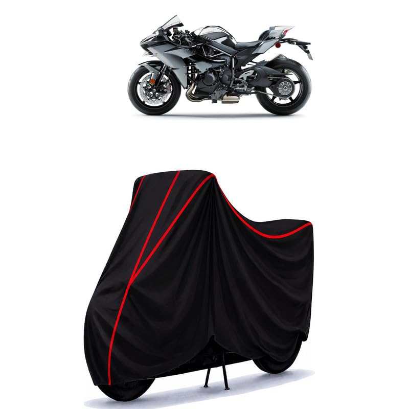 Image of Ninja H2 Water Resistant Bike Cover for All Motorcycles & Scooters | Heavy Duty Premium Taffeta Fabric | UV Protection, Dustproof, Scratchproof | All Weather Two Wheeler Body Cover with Elastic Bottom
