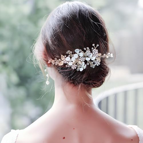 Peine Nupcial Floral Plateado Hecho a Mano miniatura 3