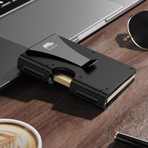 card wallet for men slim minimalist metal wallets with money clip - rfid thin front pocket credit card holder - gift for men husband father at anniversay brithday