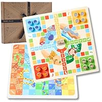 Jaques of London Snakes and Ladders Game for Kids with Ludo Game Board | 2 in 1 Kids Board Games | Wooden Games for 3 4 5 Year Olds Girls and Boys | Since 1795