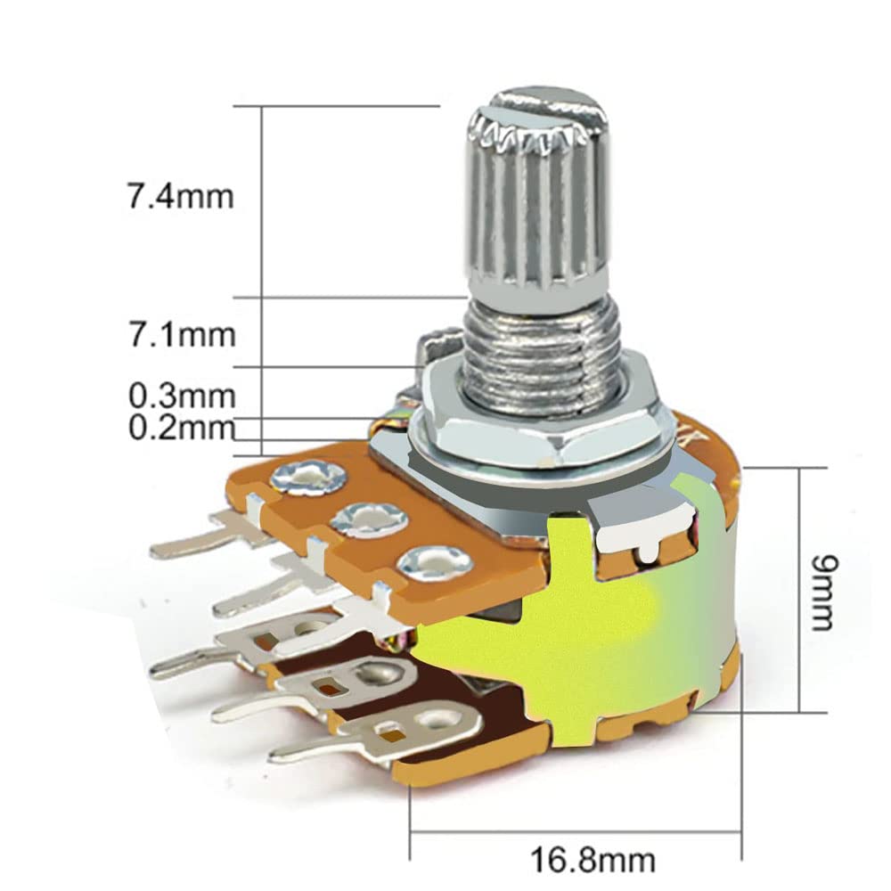 20 Potenziometri Rotativi WH148 - B5K/B10K/B20K/B50K/B100K Ohm Con Pomello E Dado - Foto 14