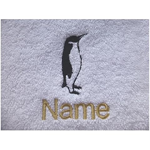 EFY Face Cloth, Hand Towel, Bath Towel or Bath Sheet Personalised with PENGUIN logo and name of your choice (Face Cloth 30x30cm) Cover
