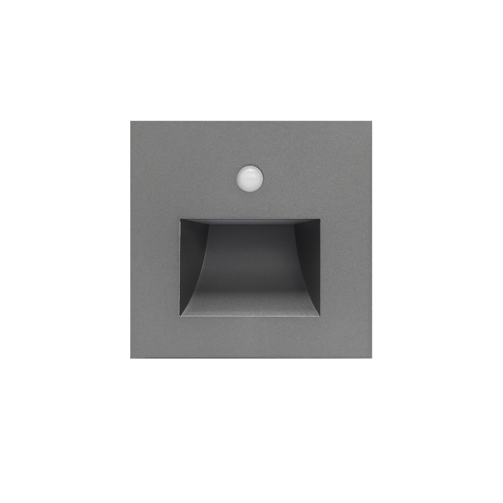 ASRTD PIR Led Sensor Light Black and White Gray Gold recessed Wall Light 2W Led Wall Light Sensor Step Corridor Stair Light (Color : Grey PIR Sensor L, Size : 2W)