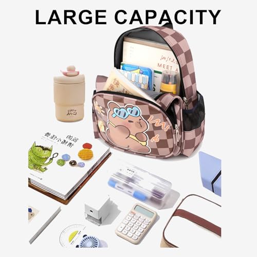 Capybara Backpack Kawaii Capibara Lightweight Bag Cute Animal Mochila De Capybara for Daily Casual Travel Daypack Capivara Capibara Kapibara Cabybara Captbara Bara Fashionable Backpack (Brown)3