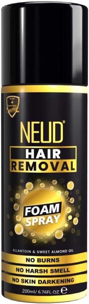 NEUD Hair Removal Foam Spray for Men - 200ml Painless Body Hair Removal Spray in 5-10 Minutes, For Underarms, Legs, Chest and Back - Pack of 1