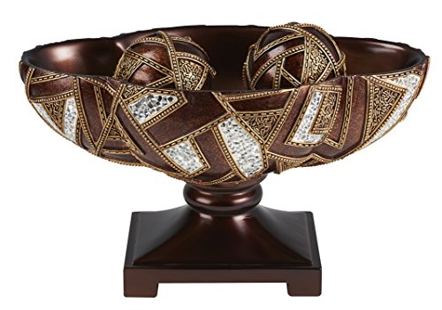 OK Lighting10" H Polymosaic Decorative Bowl with Spheres, Burgundy