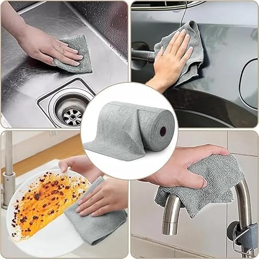 1 Roll, 50 Pack Microfiber Cleaning Cloth Roll 25x25CM - Reusable Tear-Away Towels Washable Super Absorbent Lint Free Cleaning Rags for Kitchen, Car, Garage and Home (Multicolor) 4