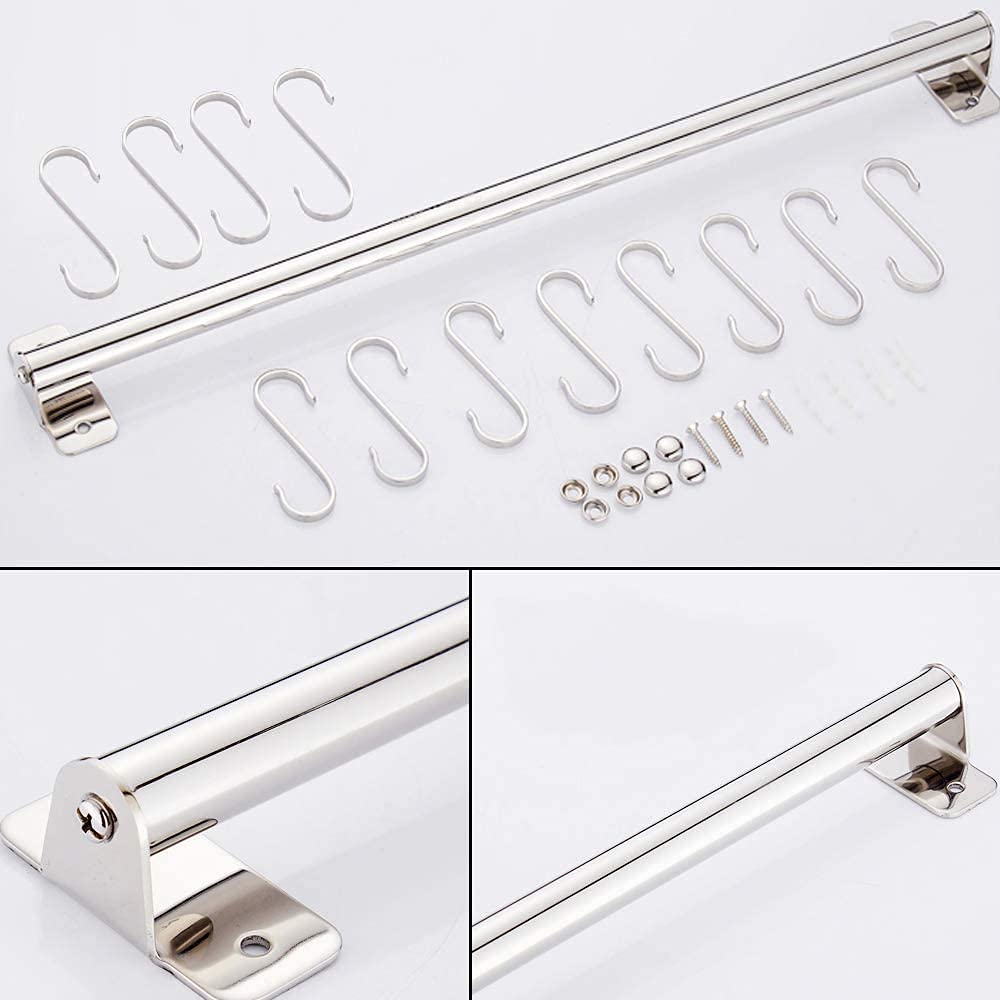 Estante De Pared Multiusos Pan Olla Estante Colgante Utensilios De Cocina De Acero Inoxidable Colgador Organizador Soporte De Tapa 100cm 18 Ganchos