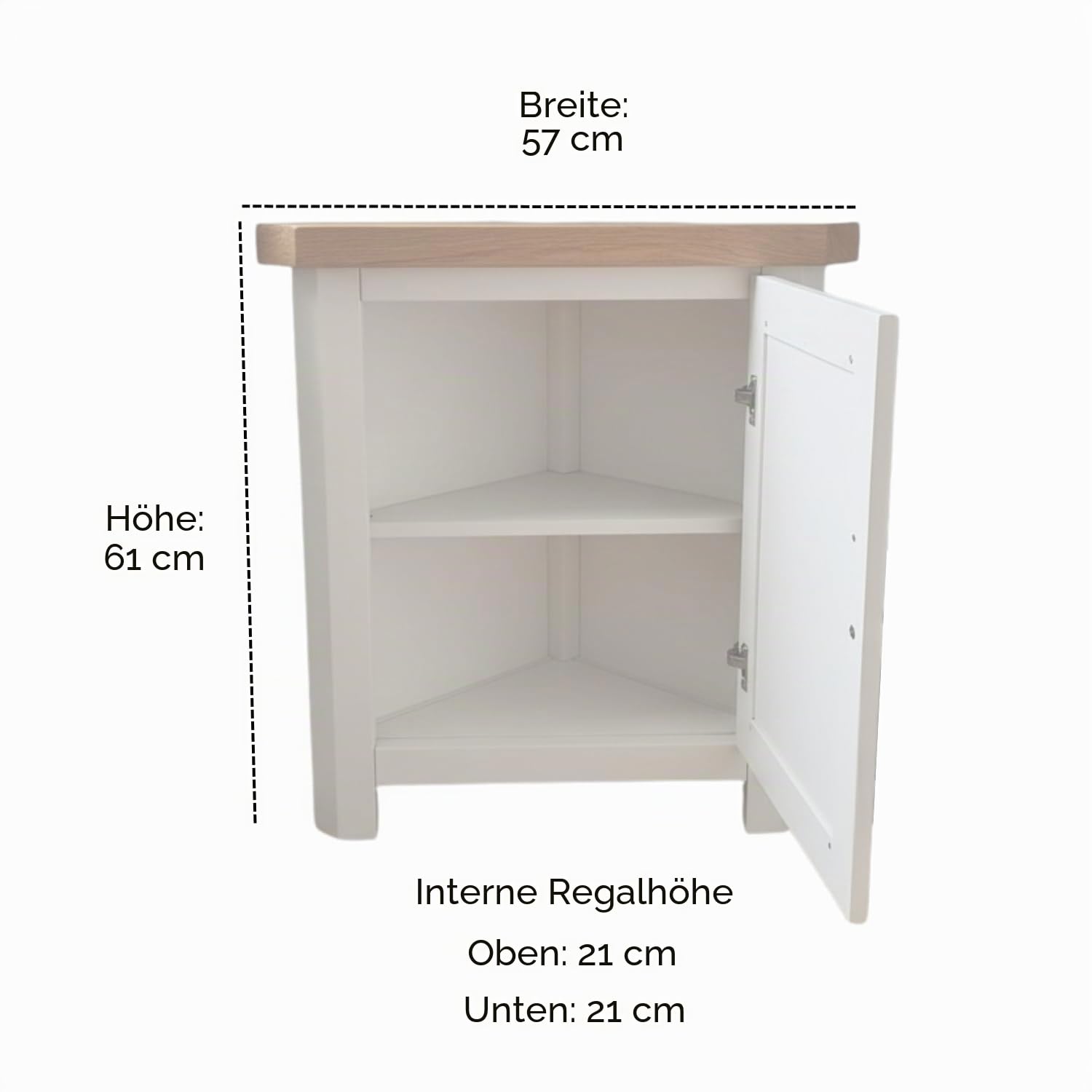 GROF Furniture Eckschrank, lackiert, klein, dreieckig, Aufbewahrungsschrank für Wohnzimmer, Bad und Flur, montierte Eichenmöbel
