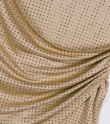 Image of PORRCEY Women's Sexy Elegant Rhinestone Mesh Party Club Night Mini Dress