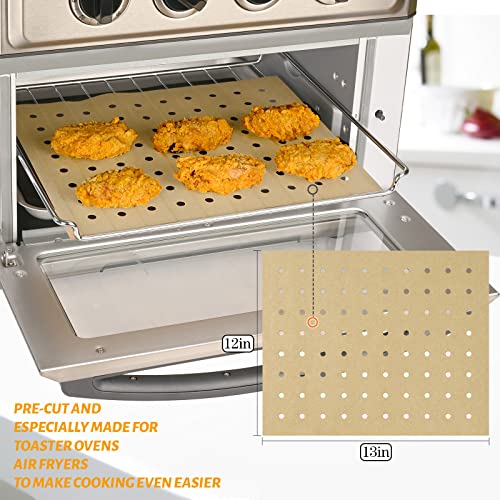 Image of WMKGG 100 PCS Air Fryer Oven Liners, 13 x 12 inch Parchment Paper | Perforated Rectangular Disposable Liners for Ninja Foodi, XL Air Fryer, Cuisinart, Breville Toaster Oven