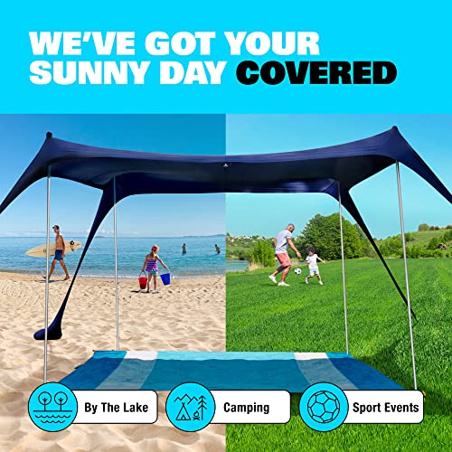 Sun Ninja Pop Up Beach Tent Sun Shelter Upf50+ With Sand Shovel, Ground Pegs And Stability Poles, Outdoor Shade For Camping Trips, Fishing, Backyard Fun Or Picnics (10X10 Ft 4 Pole, Torquoise) #TOP4