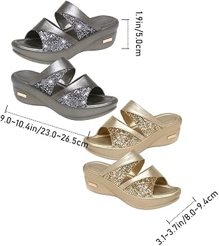 LIFKOME 1 Pair High Slippers High Peep Toe Golden Wedge Shoes for Women Fish Mouth Wedges Women Sandal Thick Sole Slides Sandal Summer Slipper Heels Summer s Miss Outdoor