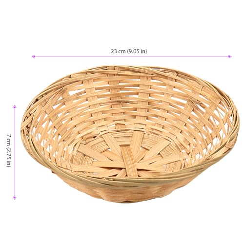 JEUIHAU 10 PCS 9 Inch Bamboo Bread Basket, Round Wicker Bread Basket Natural Bamboo Wicker Basket for Bread, Fruit and Snack Storage