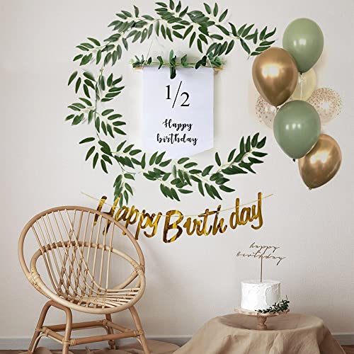 Uchi ハーフバースデー 誕生日 飾り 女の子 男の子 可愛い 1/2歳 誕生日 飾り付けセット ガーランド 壁掛け シンプル 写真背景、happy birthday 誕生日ガーランド、バルーン 風船、花藤、バースデー タペストリー 男の子 女の子 子供 飾り お祝い Half Birthday Party Decorations