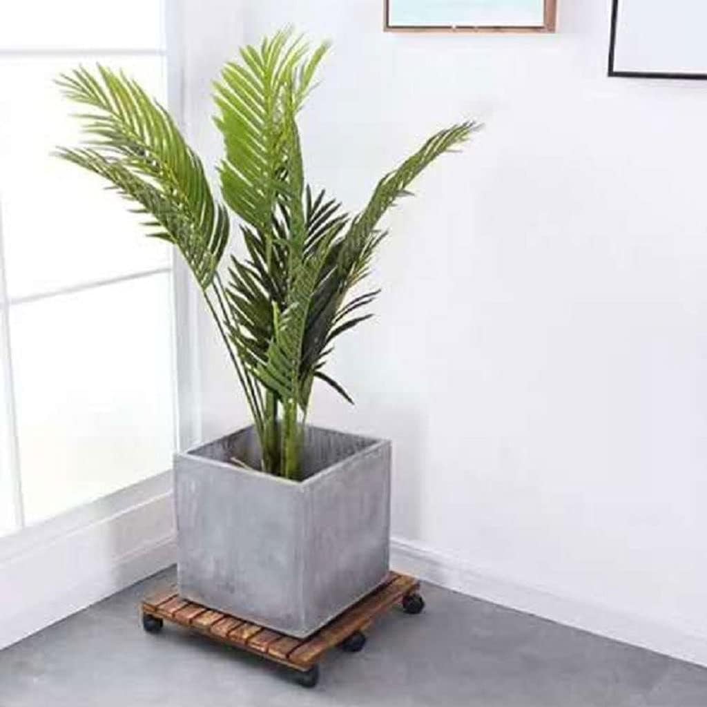 Plant Caddy with Wheels Home Wooden Plant Stand Square Sturdy Planter Base Indoor Outdoor Planter Tray (Color : A, Size : 50cm)