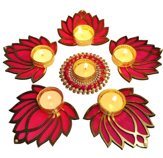 Buy Tealight Candle Diya Holder Rangoli Set for Floor Decoration Diwali, Navratri, Indian