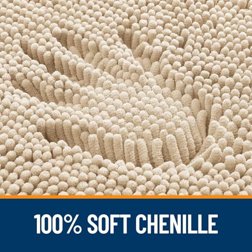 Image of OLANLY Bathroom Rugs Sets 2 Piece, Soft Absorbent Chenille Bath Mats and U-Shaped Contour Toilet Rug, Non-Slip, Machine Washable Bath Carpet, Home Decor Accessories(30 inchx20 inch+24 inchx20 inch, Beige)