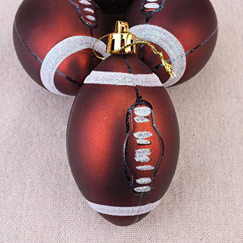 Ochine 6Pcs Christmas Football Xmas Balls Sports Ball Theme Xmas Football Christmas Hanging Decorative Balls Christmas Tree Ornaments for Christmas Decoration Holiday Party Supplies Home Decor - Image 5