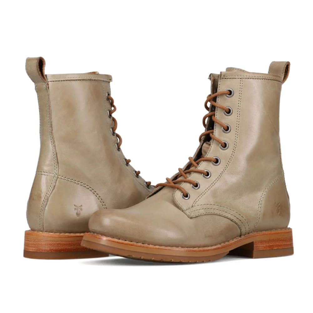Frye Veronica Women’s Combat Boots Crafted from Hand-Burnished Vintage Italian Leather with Genuine Stitch-Down Welt Construction and Leather Lining – 6 ¾” Shaft Height