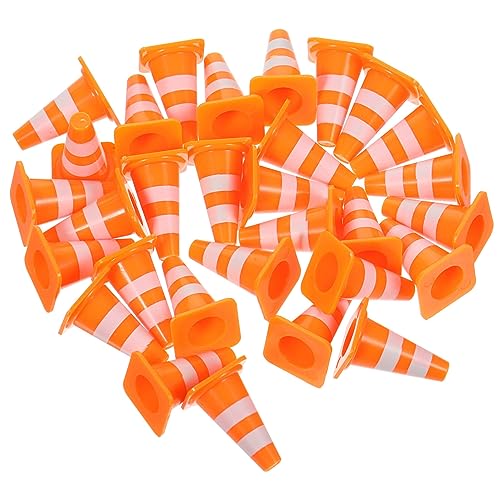 TOPPERFUN 30Pcs Mini Traffic Cones 1in Mini Cones Orange Small Roadblock Construction Signs Tiny Traffic Toys Training Scene Roadblocks Multifunctional Race Decor Building Theme Cars Party Favors