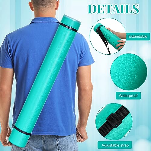 Image of Ireer 6 Pcs Expandable Poster Tube with Strap for Documents Artwork Container Poster Transport Map Holder Tube Blueprint Storage Carrying Case for Architect Teacher Student 24.5'' to 40''(Green)