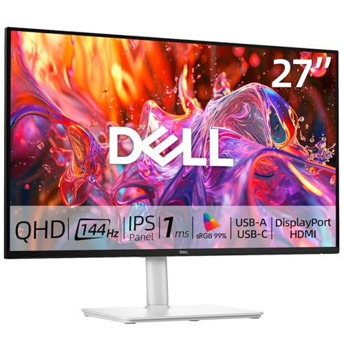 Image of Dell Plus S27 QHD Monitor, 144Hz, IPS Display, 1ms MPRT, 99% sRGB, AMD FreeSync, Built-in Speakers, VESA, Low Blue Light, USB-A|C /HDMI /DisplayPort, Ultra-Thin bezels, Height /Tilt /Swivel /Pivot, White