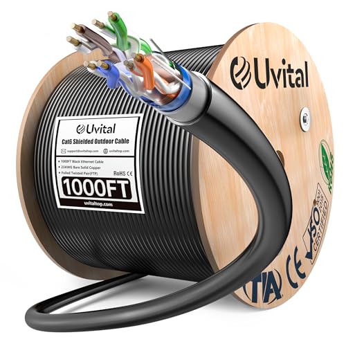 Cable de Red Ethernet Cat 6 Outdoor Uvital 1000ft Negro miniatura 1