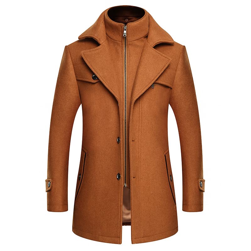 fierre shann Men's Double Collar Woolen Coat | Windbreaker | Stylish & Warm Woolen Coat-picture-32
