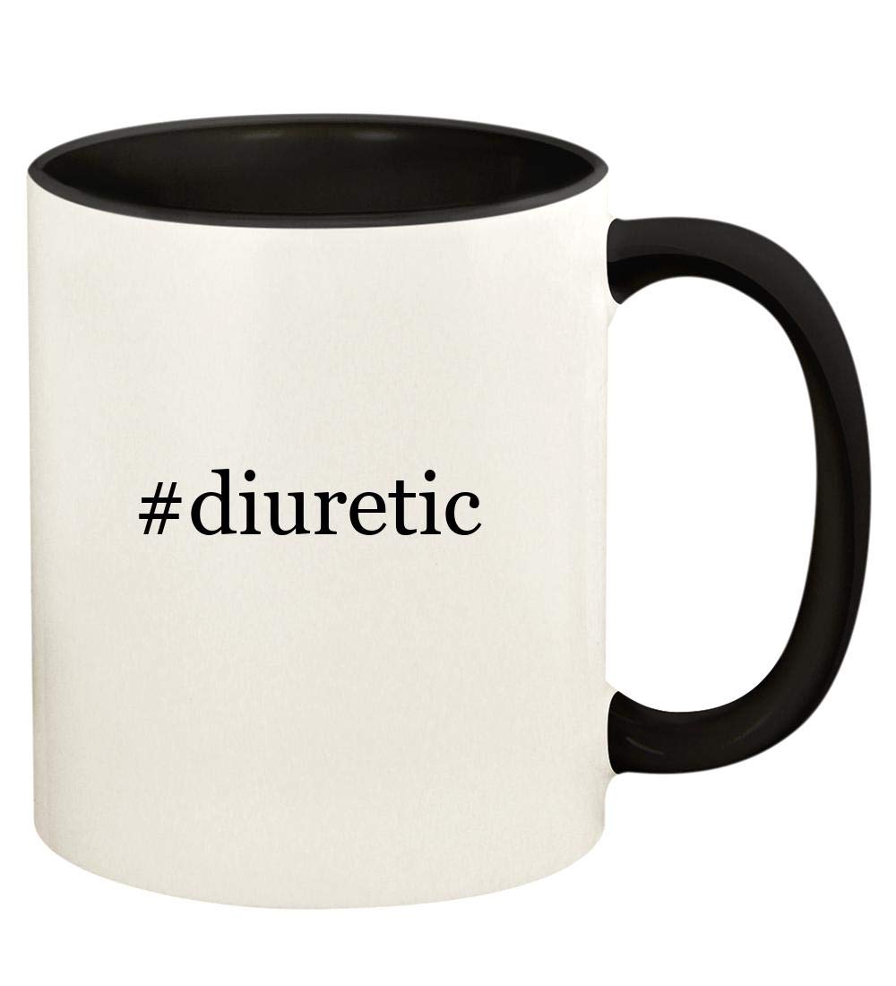 Knick Knack Gifts #diuretic - 11oz Hashtag Ceramic Colored Handle and Inside Coffee Mug Cup, Black