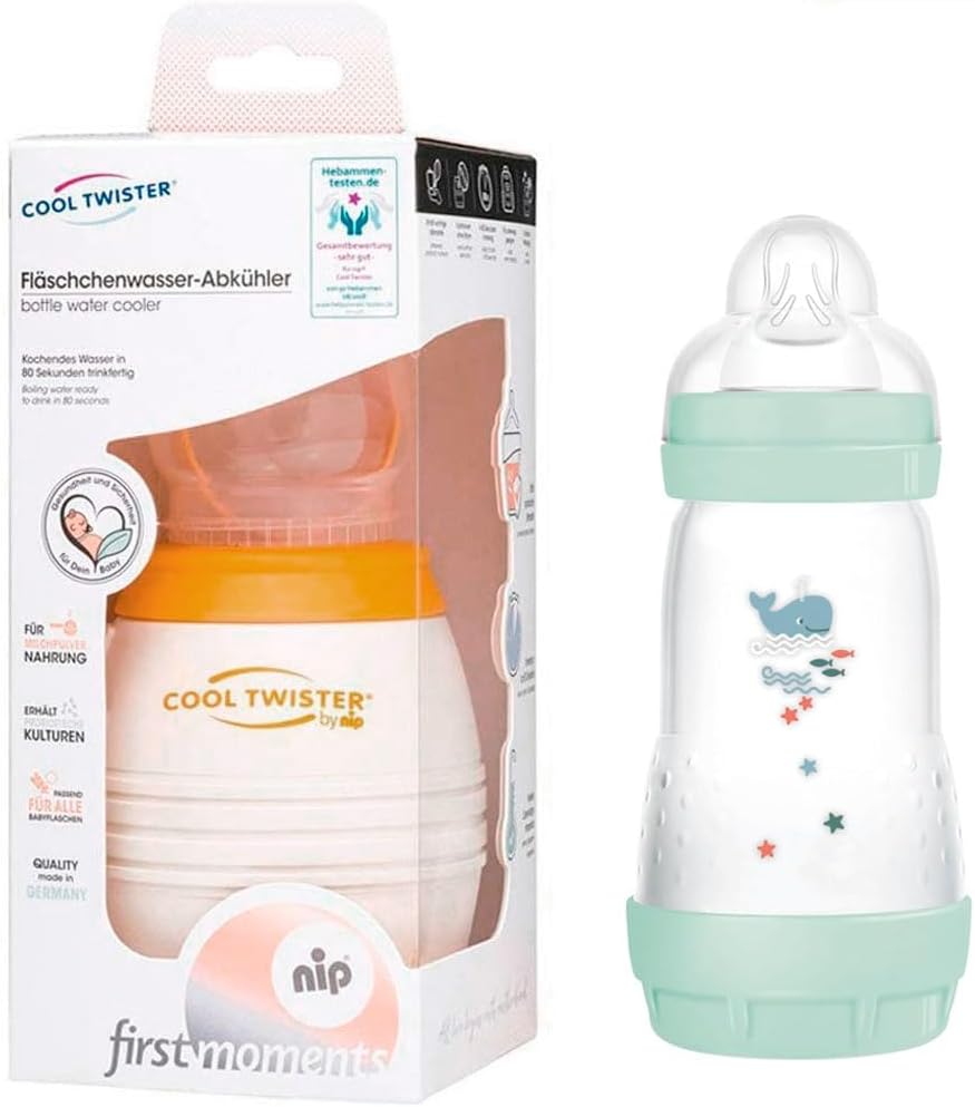 NIP MAMEasyStart Cool Twister Bottle Cooler Set Anti-Colic Bottle 260 ml with Teat Size 1 from Birth