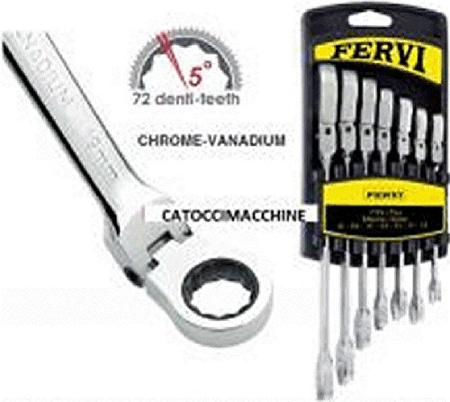 Clé mixte Fervi cliquet articulé et jeu de clés tête flexible 0690/07P