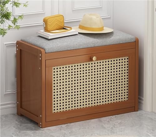 Scarpiera in bambù con comoda seduta e organizer a 2 ripiani per ingresso, corridoio, camera da letto, elegante scarpiera piccola