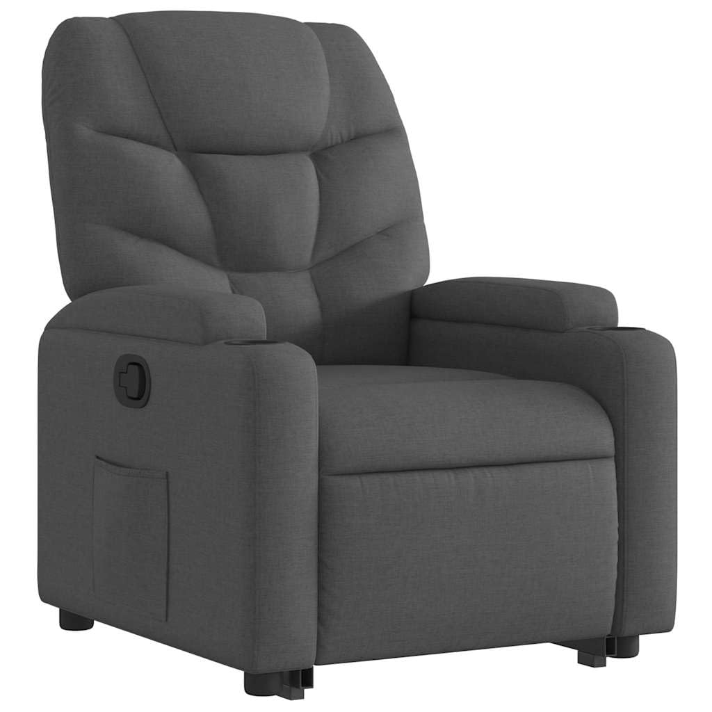 Relaxsessel Dunkelgrau mit Elektrischer Aufstehhilfe, 74x89x100 cm, Stoffbezug, Robust & Bequem für Wohnzimmer, Schlafzimmer und Seniorengerechtes Ambiente